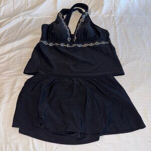 Chic Black Tankini and Skirted Bottoms